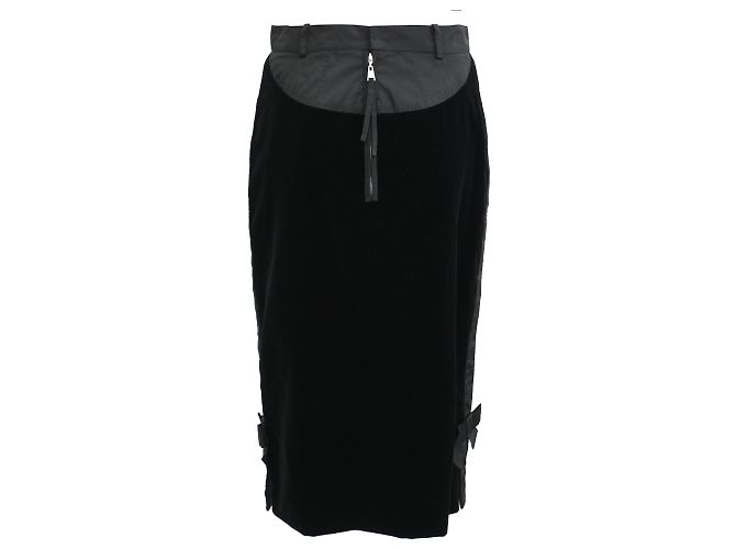 Gonna midi taglio a matita Louis Vuitton in cotone nero - vista 3