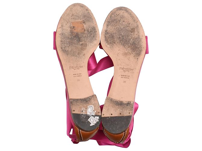 Autre Marque Sandali bassi con lacci Saint Laurent in raso rosa - vista 6