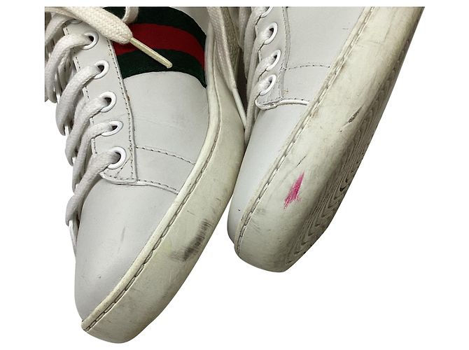 Baskets basses Gucci en cuir blanc - vue 14