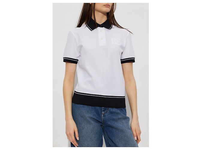 Polo Dolce & Gabbana con logo bianca in cotone - vista 2