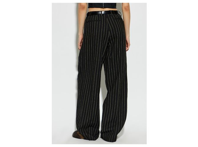 Pantalones negros de raya diplomática Dolce & Gabbana con cinturón - vista 3