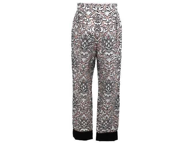 Dolce & Gabbana gerade geschnittene Blumenhose aus silbernem Polyamid - Ansicht 3