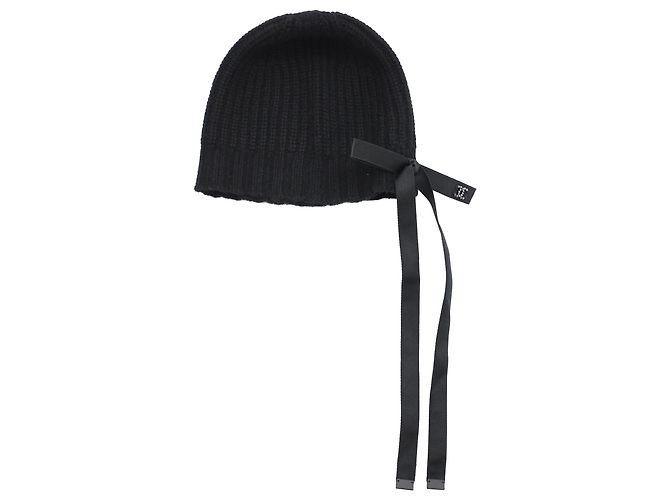 Timeless Chanel CC Beanie mit Schleifendetail aus schwarzem Kaschmir - Ansicht 3