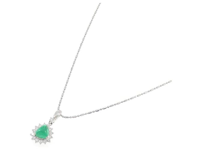 Autre Marque Collana in Smeraldo e Diamanti Pt900 Pt850 - vista 2