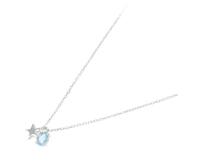 Autre Marque Collana in oro bianco K10 e topazio blu - vista 2