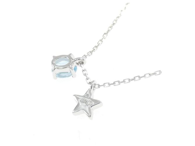 Autre Marque Collana in oro bianco K10 e topazio blu - vista 4