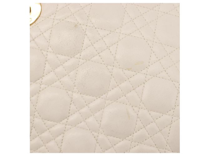 Christian Dior Canage Hand Bag Leather White Gold - vista 10