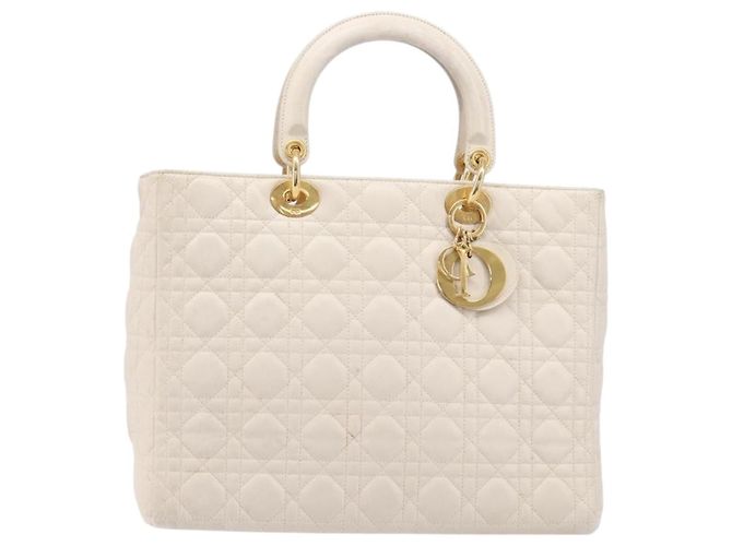 Christian Dior Canage Hand Bag Leather White Gold - vista 13