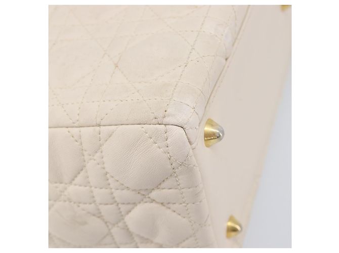 Christian Dior Canage Hand Bag Leather White Gold - vista 17