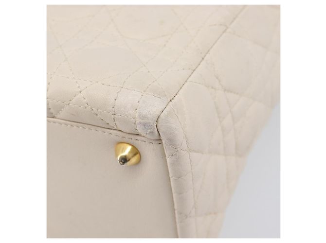 Christian Dior Canage Hand Bag Leather White Gold - vista 18