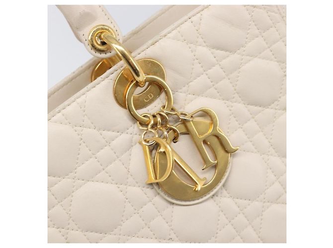 Christian Dior Canage Hand Bag Leather White Gold - vista 20