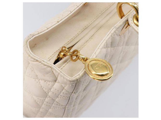 Christian Dior Canage Hand Bag Leather White Gold - vista 21