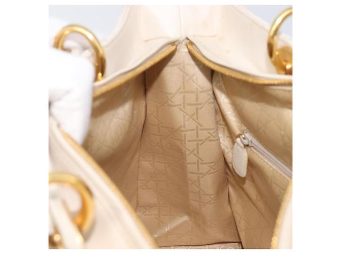 Christian Dior Canage Hand Bag Leather White Gold - vista 24