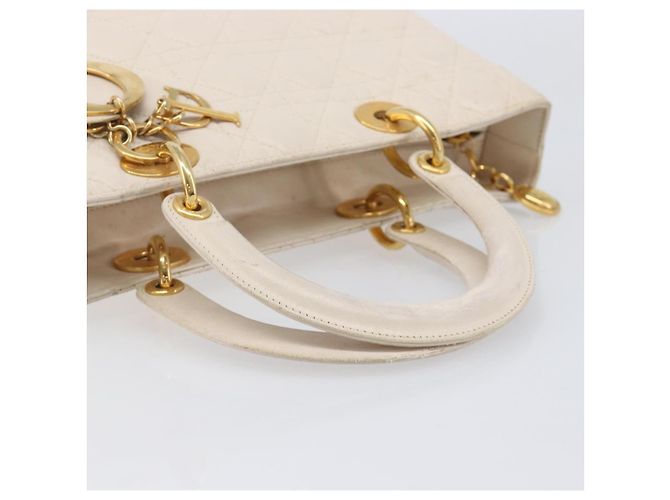 Christian Dior Canage Hand Bag Leather White Gold - vista 7