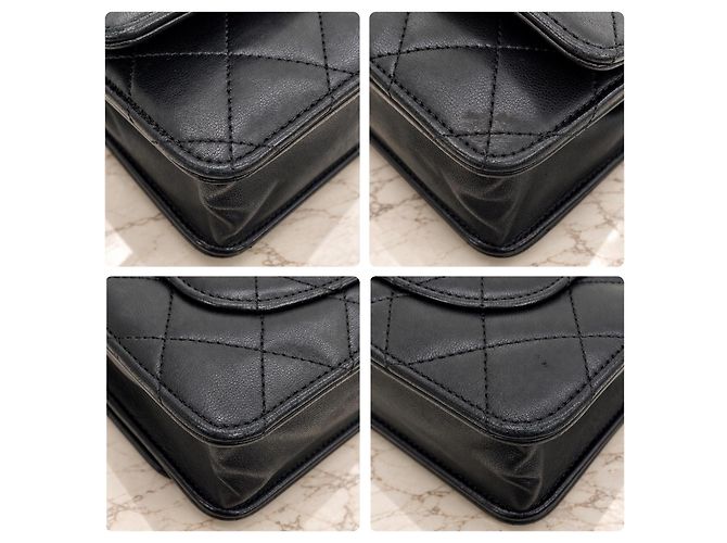 Chanel Wallet on Chain Schwarzes Lammleder Goldfarbene Hardware - Ansicht 7