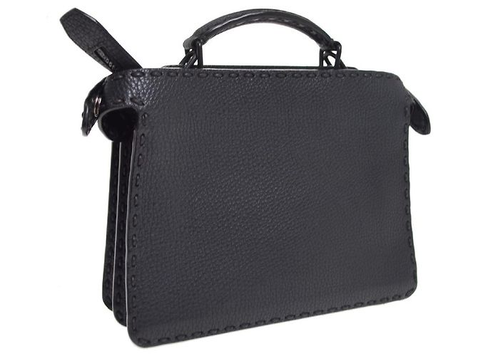Fendi Selleria Peekaboo ISeeU in rafia e pelle Small - vista 2