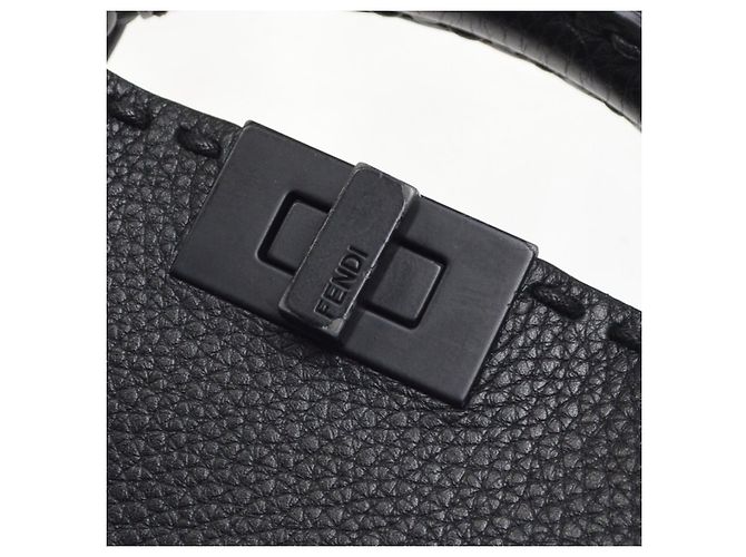 Fendi Selleria Peekaboo ISeeU in rafia e pelle Small - vista 5