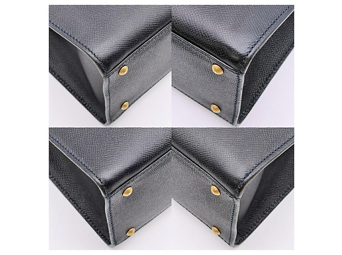 Borsa Tote Chanel in pelle caviar blu navy - vista 10
