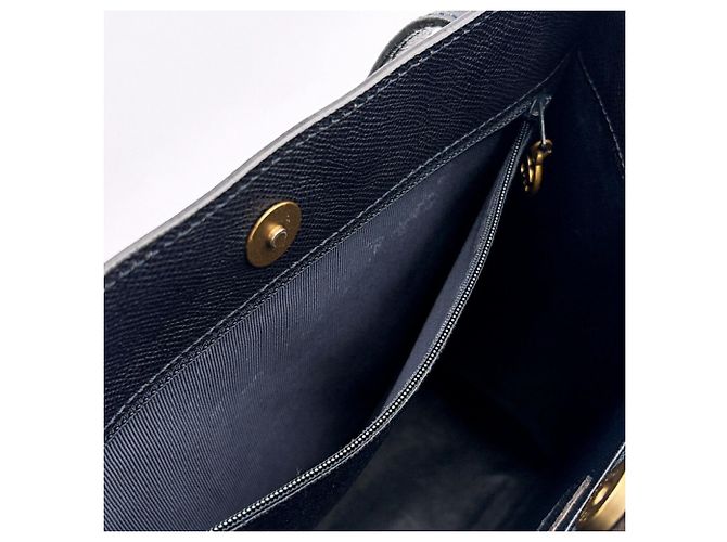 Borsa Tote Chanel in pelle caviar blu navy - vista 18