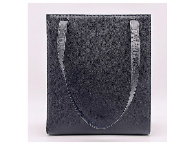 Borsa Tote Chanel in pelle caviar blu navy - vista 3