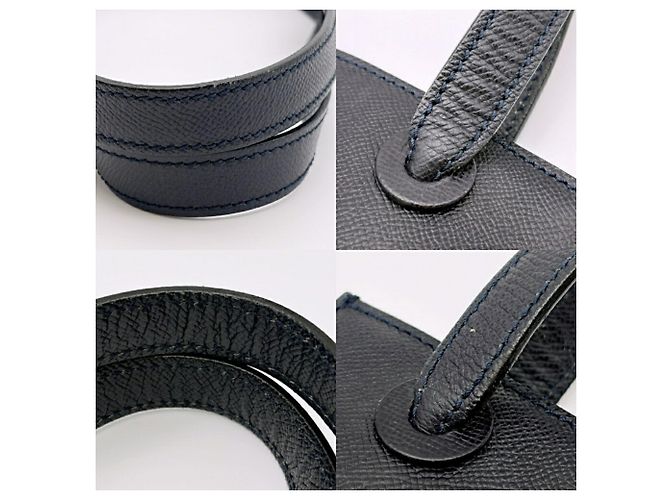 Borsa Tote Chanel in pelle caviar blu navy - vista 7