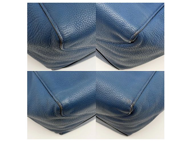 Borsa Tote a Spalla Prada Vitello Phoenix Blue - vista 11