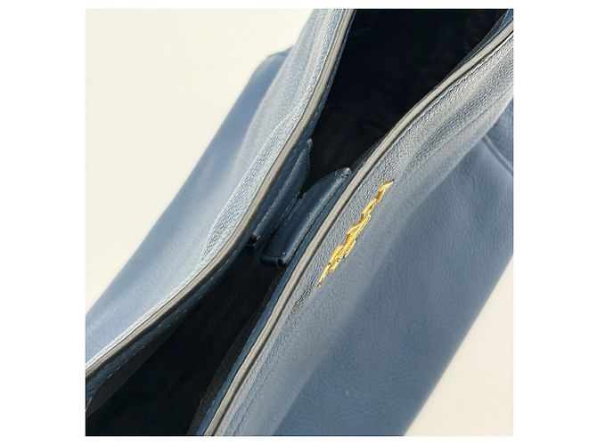 Borsa Tote a Spalla Prada Vitello Phoenix Blue - vista 13