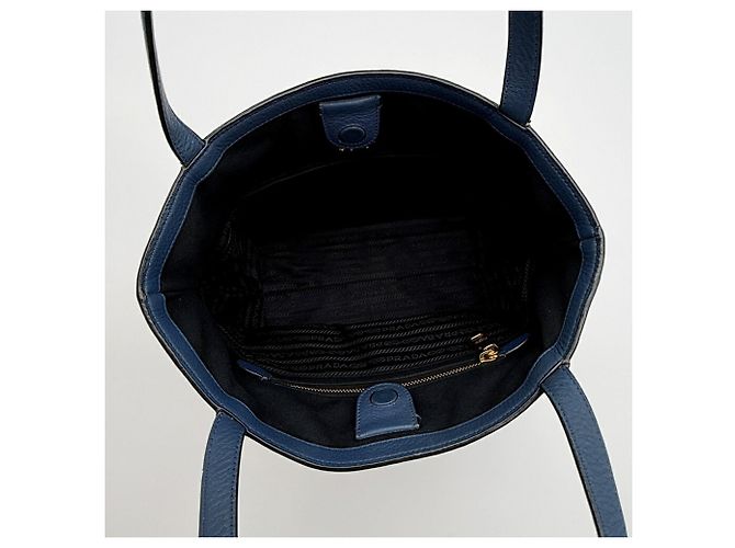 Borsa Tote a Spalla Prada Vitello Phoenix Blue - vista 14