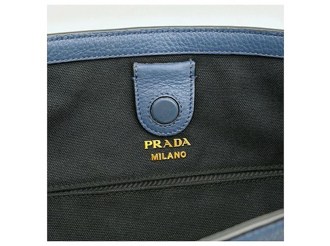Borsa Tote a Spalla Prada Vitello Phoenix Blue - vista 15