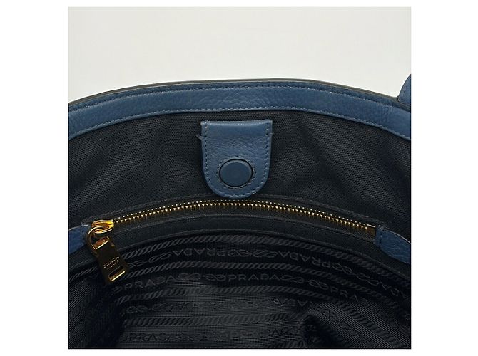 Borsa Tote a Spalla Prada Vitello Phoenix Blue - vista 16