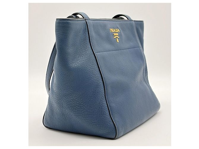 Borsa Tote a Spalla Prada Vitello Phoenix Blue - vista 4