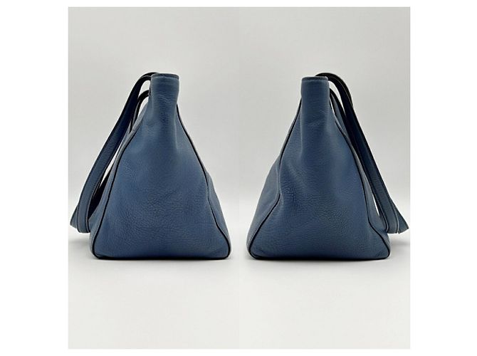 Borsa Tote a Spalla Prada Vitello Phoenix Blue - vista 5