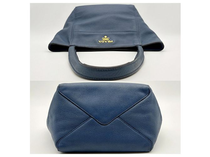 Borsa Tote a Spalla Prada Vitello Phoenix Blue - vista 6