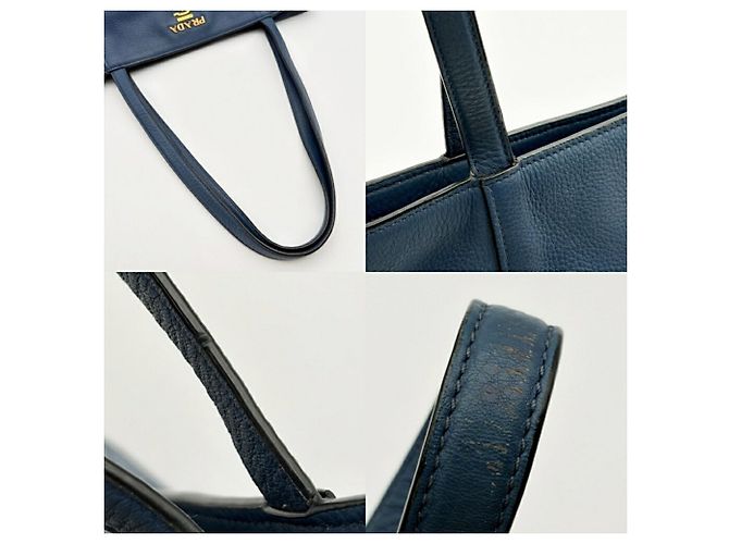 Borsa Tote a Spalla Prada Vitello Phoenix Blue - vista 7