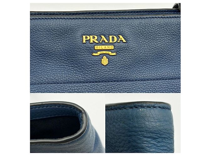 Borsa Tote a Spalla Prada Vitello Phoenix Blue - vista 9