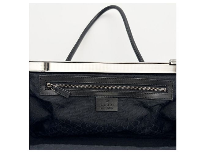 Borsa a mano Gucci in denim e pelle nera - vista 16
