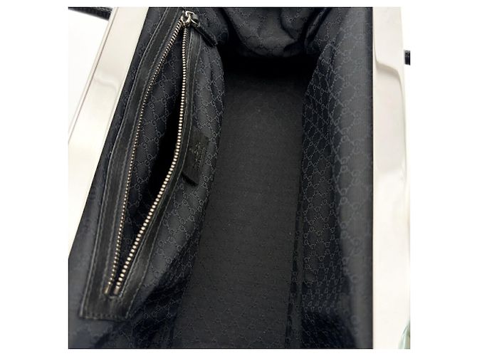 Borsa a mano Gucci in denim e pelle nera - vista 17