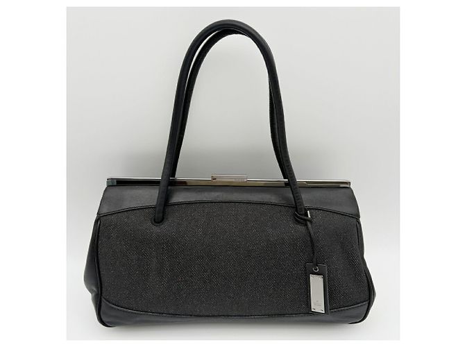 Borsa a mano Gucci in denim e pelle nera - vista 2
