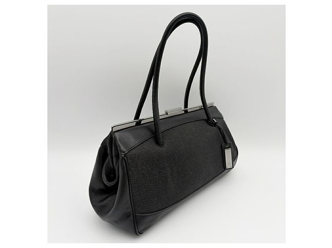 Borsa a mano Gucci in denim e pelle nera - vista 3