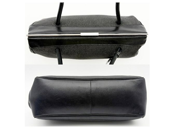 Borsa a mano Gucci in denim e pelle nera - vista 5