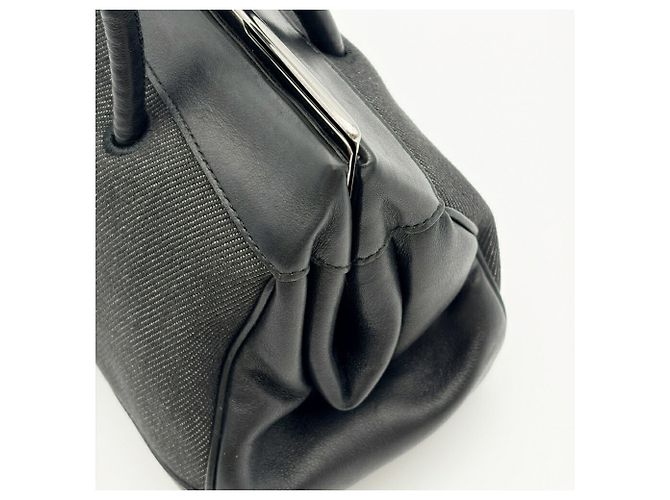 Borsa a mano Gucci in denim e pelle nera - vista 9