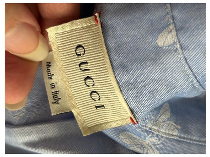 Camicia Gucci in cotone con api e stelle azzurra - vista 3