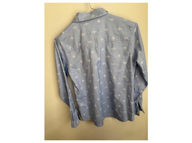 Camicia Gucci in cotone con api e stelle azzurra - vista 4