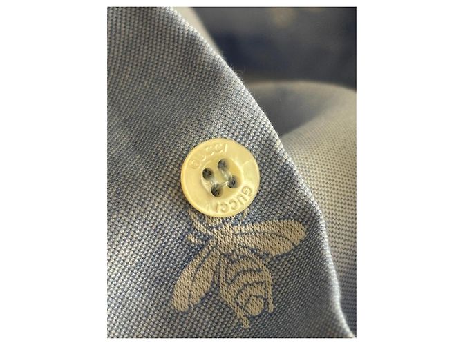 Camicia Gucci in cotone con api e stelle azzurra - vista 5