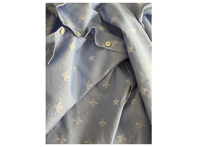 Camicia Gucci in cotone con api e stelle azzurra - vista 6