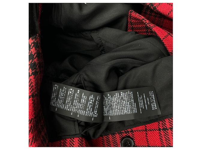Autre Marque Saint Laurent Blazer Xadrez Vermelho em Lã e Seda - vista 8