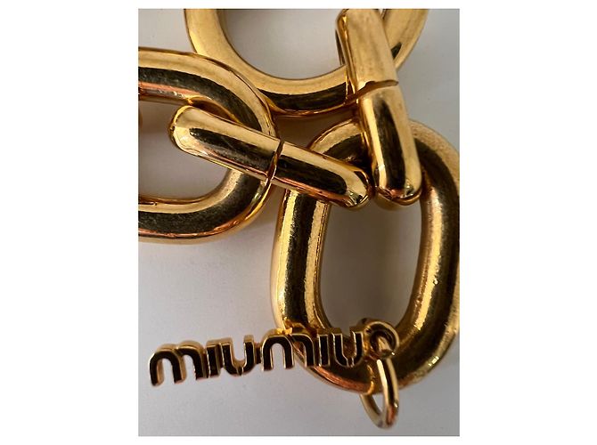 Bracelete Miu Miu dourado com flores e cristais - vista 2