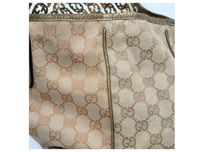 Borsa Tote Gucci in tela GG beige e oro - vista 10