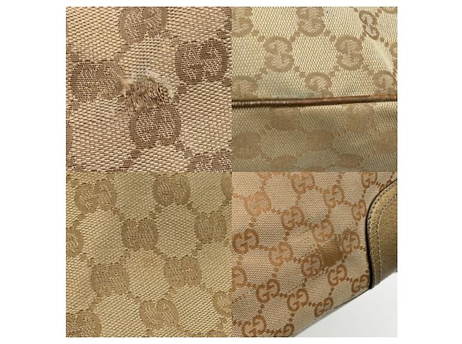 Borsa Tote Gucci in tela GG beige e oro - vista 13