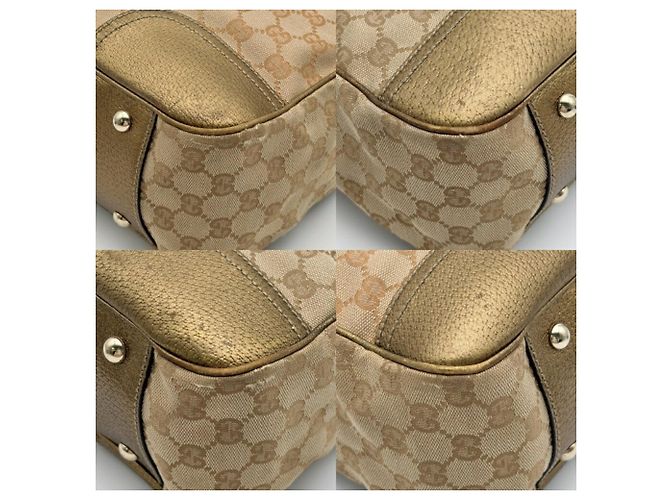 Borsa Tote Gucci in tela GG beige e oro - vista 15